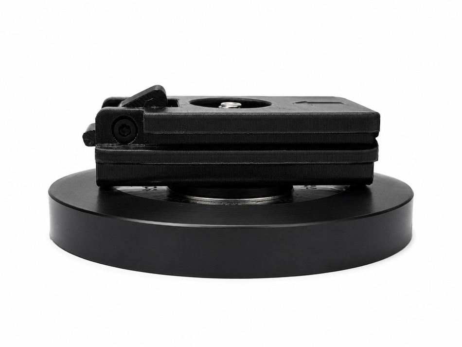 Magnetic base with quick release mount for 12V battery adapter