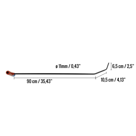Long Rod (TDDE90) - 90cm x 11mm - Double Bend with Fine Tip - Fast PDR Tools