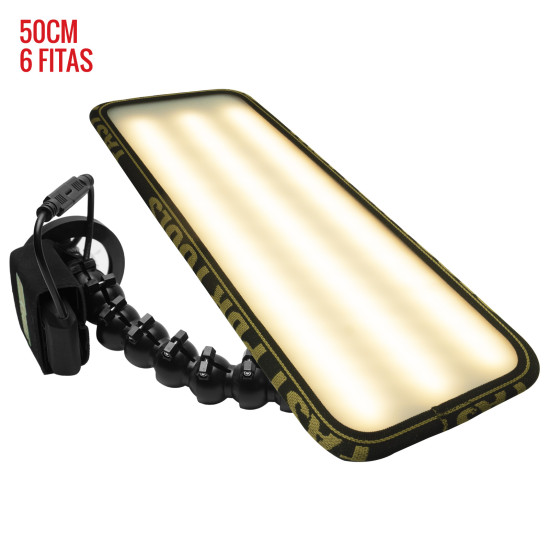 Luminária Hail PRO Light 2.0 (50 cm) 6 fitas com imã, bateria e suporte lateral