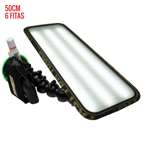 Luminária Hail PRO Light 2.0 (50 cm) 6 fitas com ventosa americana, bateria e suporte lateral