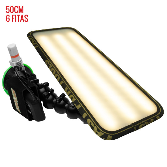 Luminária Hail PRO Light 2.0 (50 cm) 6 fitas com ventosa americana, bateria e suporte lateral