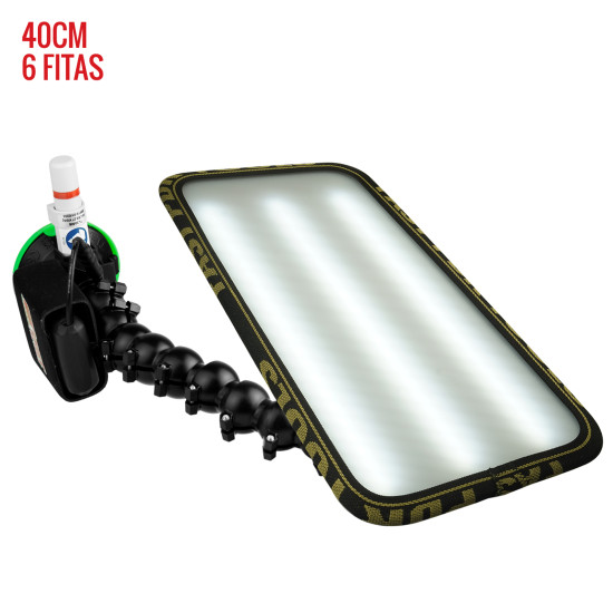 Luminária Street PRO Light (40 cm) 6 fitas com ventosa americana, bateria e suporte lateral