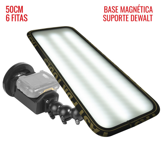 Luminária Hail PRO Light 2.0 (50 cm) 6 fitas suporte Dewalt 12v com base magnética