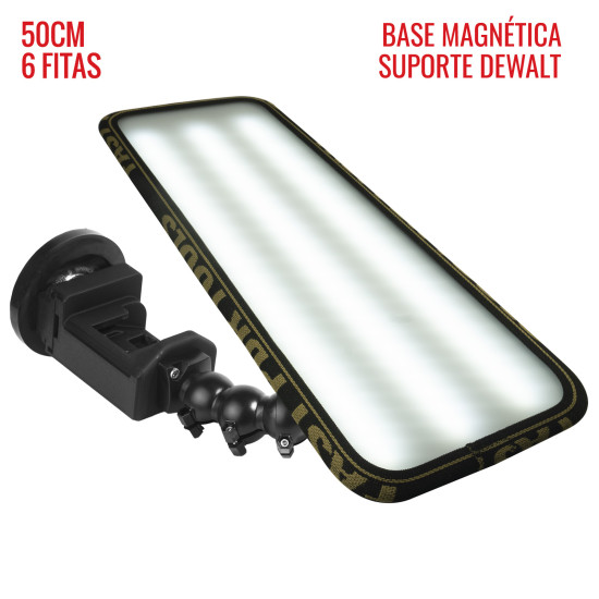 Luminária Hail PRO Light 2.0 (50 cm) 6 fitas suporte Dewalt 12v com base magnética