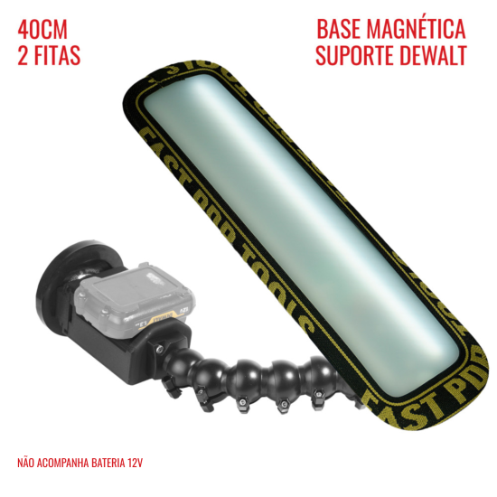 Luminária Slim PRO Light (40 cm) 2 fitas suporte Dewalt 12v com base magnética