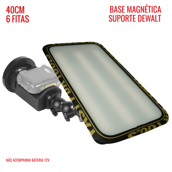 Luminária Street PRO Light (40 cm) 6 fitas suporte Dewalt 12v com base magnética