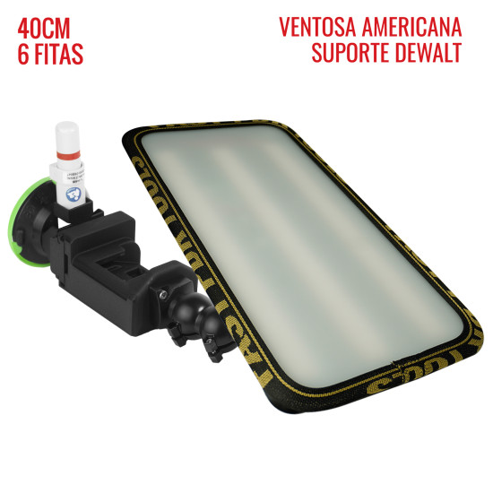 Luminária Street PRO Light (40 cm) 6 fitas suporte Dewalt 12v com ventosa americana
