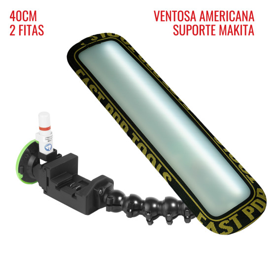Luminária Slim PRO Light (40 cm) 2 fitas suporte Makita12v com ventosa americana