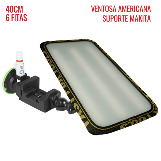 Luminária Street PRO Light (40 cm) 6 fitas suporte Makita12v com ventosa americana