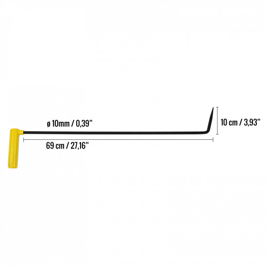 Haste Z com dobra de 10cm ponta fina 70cm x 10mm